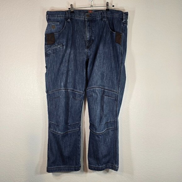 American Worker Denim Jeans Men Size 42 x 30 Cargo Style Medium Wash Casual - Picture 1 of 14
